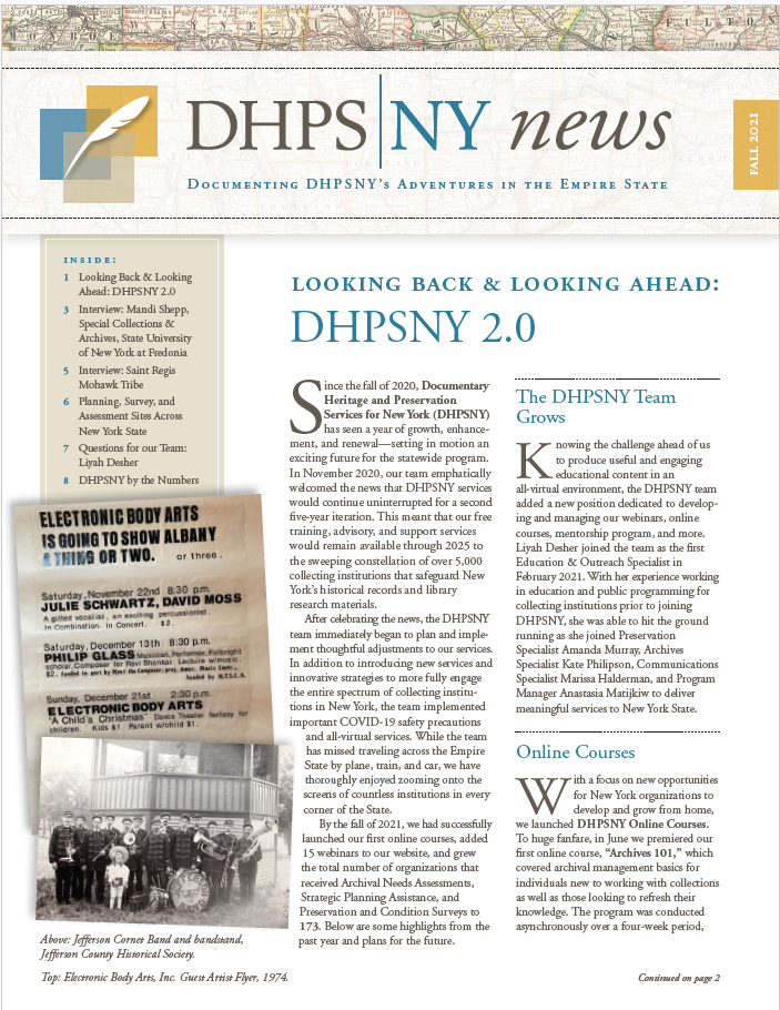 Newsletter cover, Fall 2021